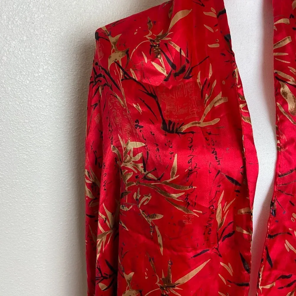 Red Silk Scarf Fringe Double
